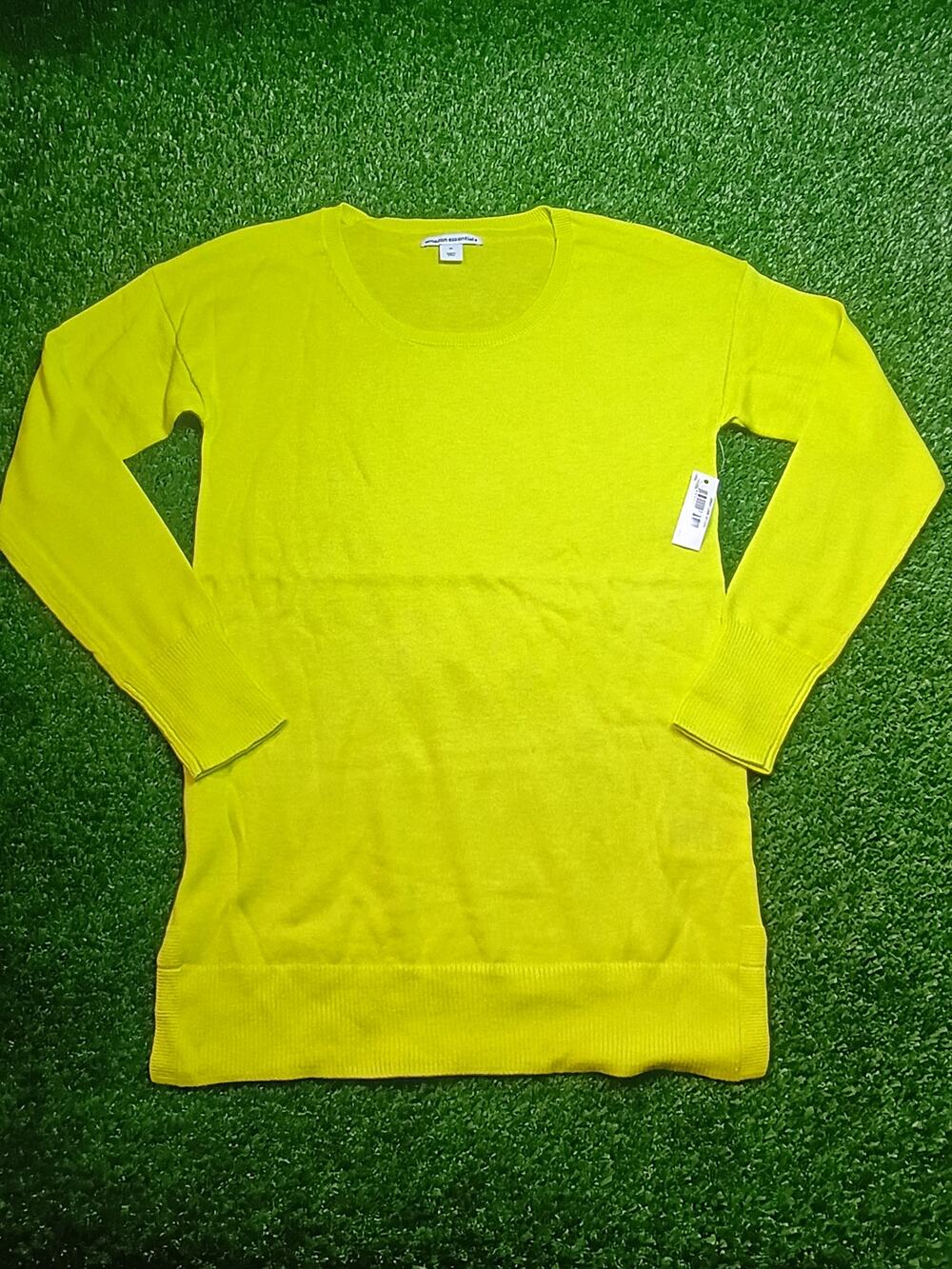 Amazon Essentials Neon Yellow Long Sleeve Sweater xs nwt